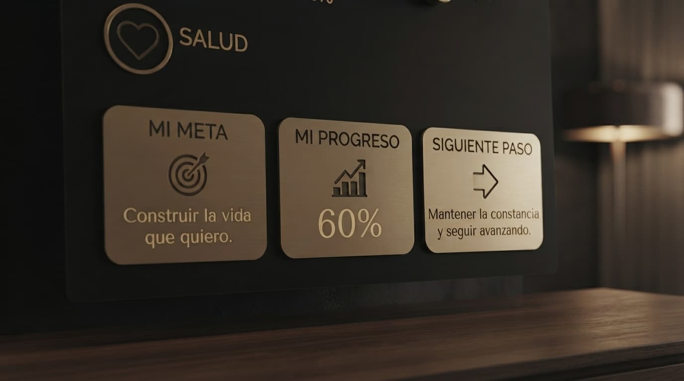 Secciones Mi Meta, Mi Progreso y Siguiente Paso